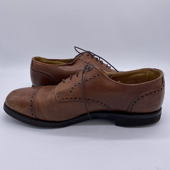 Allen Edmonds Shoes Men\'s 11 D Benton Cap Toe Brogue Derby Brown Leather Vibram main image 4